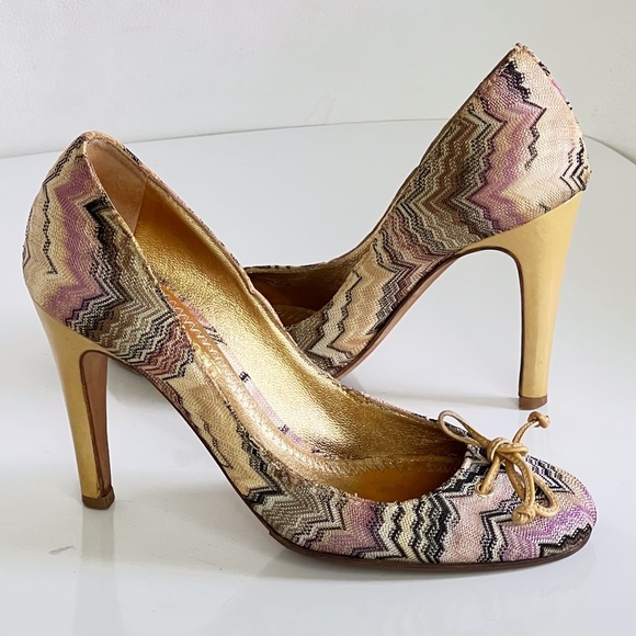 MISSONI Multicolored Chevron Pattern Pumps Shoes - Picture 12 of 16